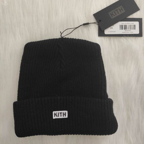Kith Black Beanie with White Logo main image 4